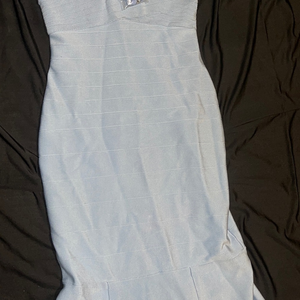 New Marciano With Love BANDAGE Long Gown Baby Blue Bodycon M - Picture 5 of 15